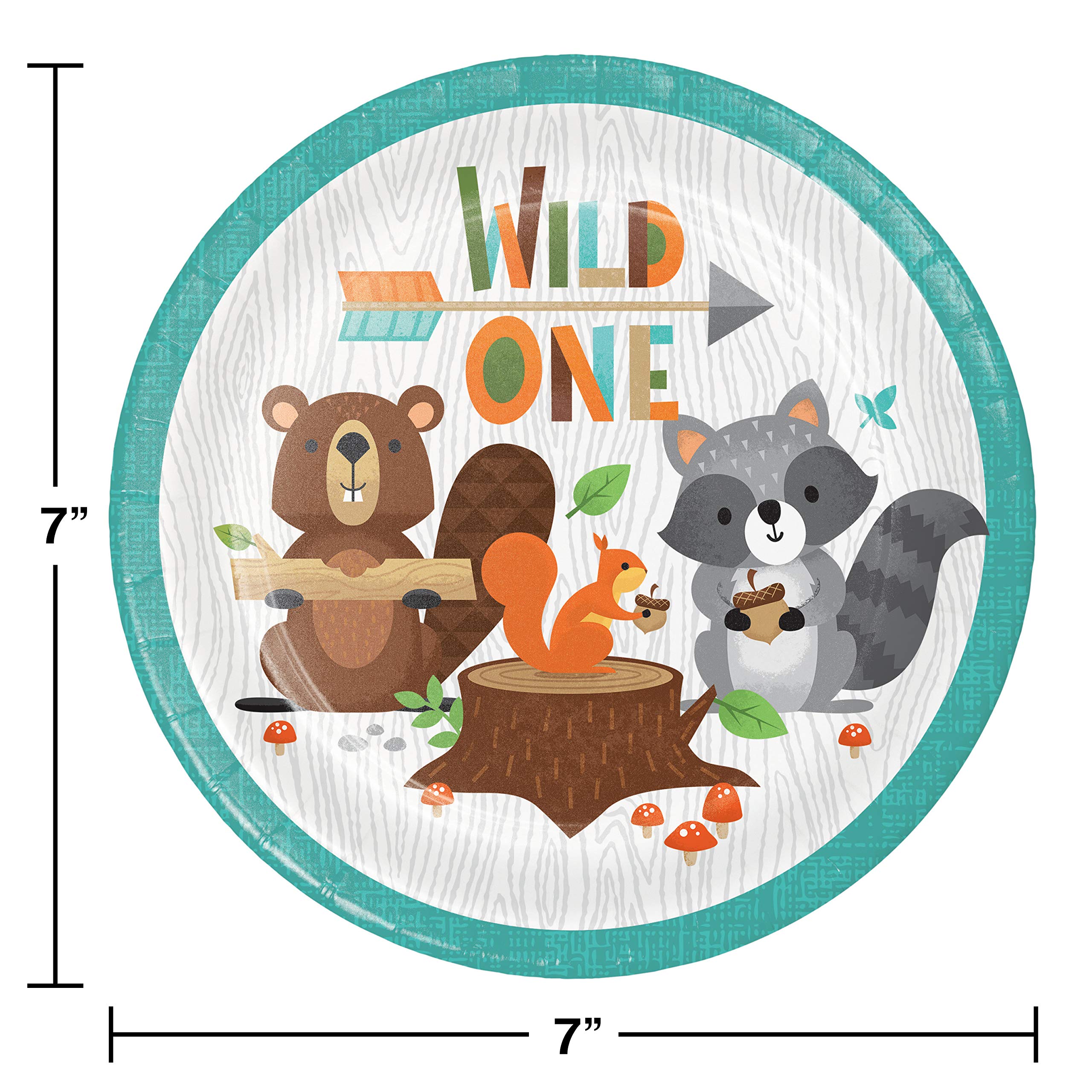 Creative Converting Wild One Woodland Dessert Plates, 8 ct, multicolor, 7