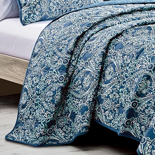 Miniatura 7 de ESCA Juego de colcha reversible de 3 piezas con 2 fundas de almohada tamaño KingCal King, transpirable, para todas las estaciones, suave y ligera,