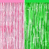 4 Packs Pink and Green Foil Fringe Curtain, Pink Green Metallic Tinsel Backdrop for Birthday, Baby Shower, Princess Bachelorette Party, Witch Party Decorations Supplies