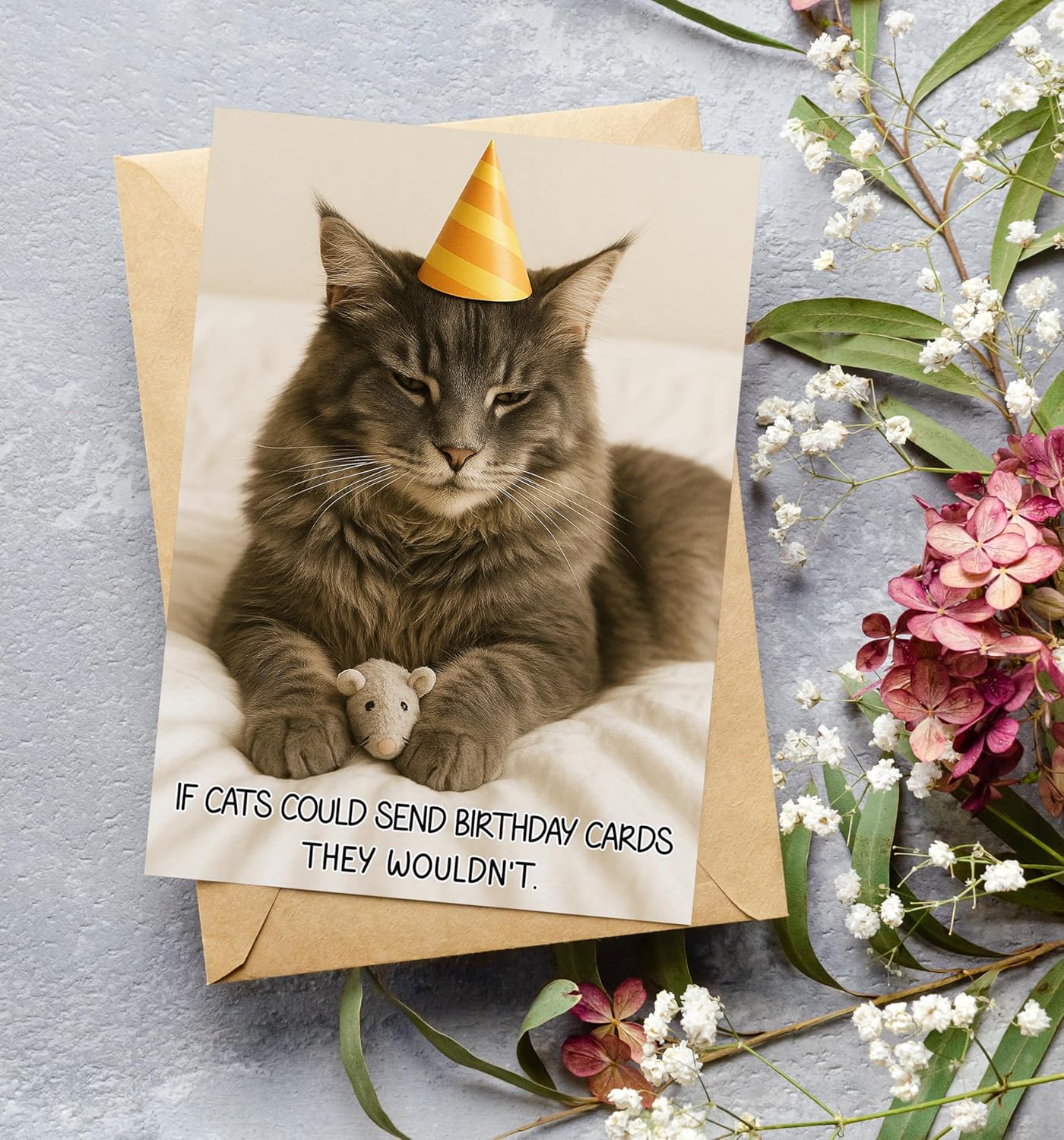 Funny Birthday Card – Cute Cat Birthday Card, Humorous Greeting Card for Him, Her, Friends, Men, Women – 5x7 Inches with Envelope – 350gsm Cardstock - Funny Gifts for Cat Lovers - Image 4