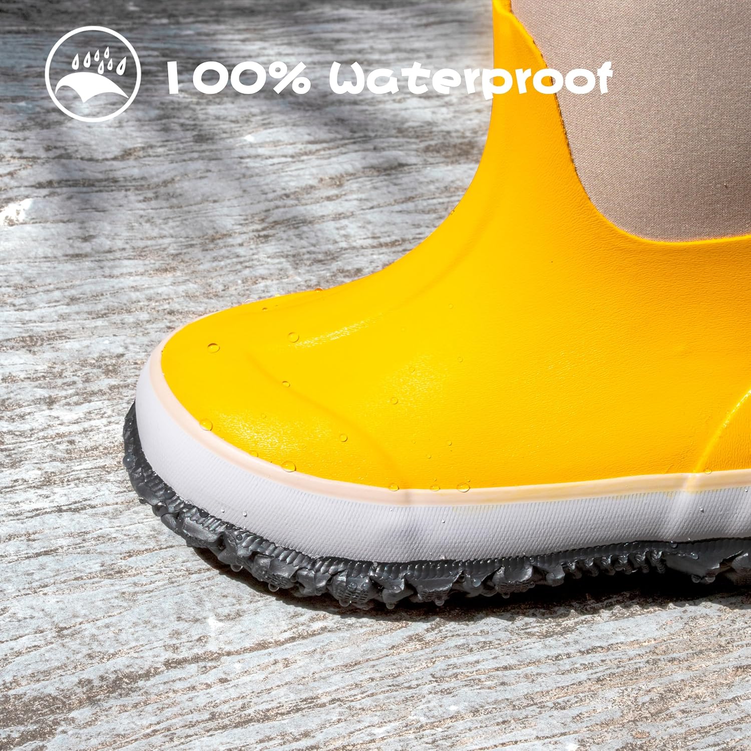 Unisex-Child Toddler Rain Boots, Waterproof Rubber Kids Rainboot,Insulated Rubber Neoprene Rain Boots for Kids,Youth (Yellow, Toddler, 7, Numeric, US Footwear Size System, Medium) - Image 5