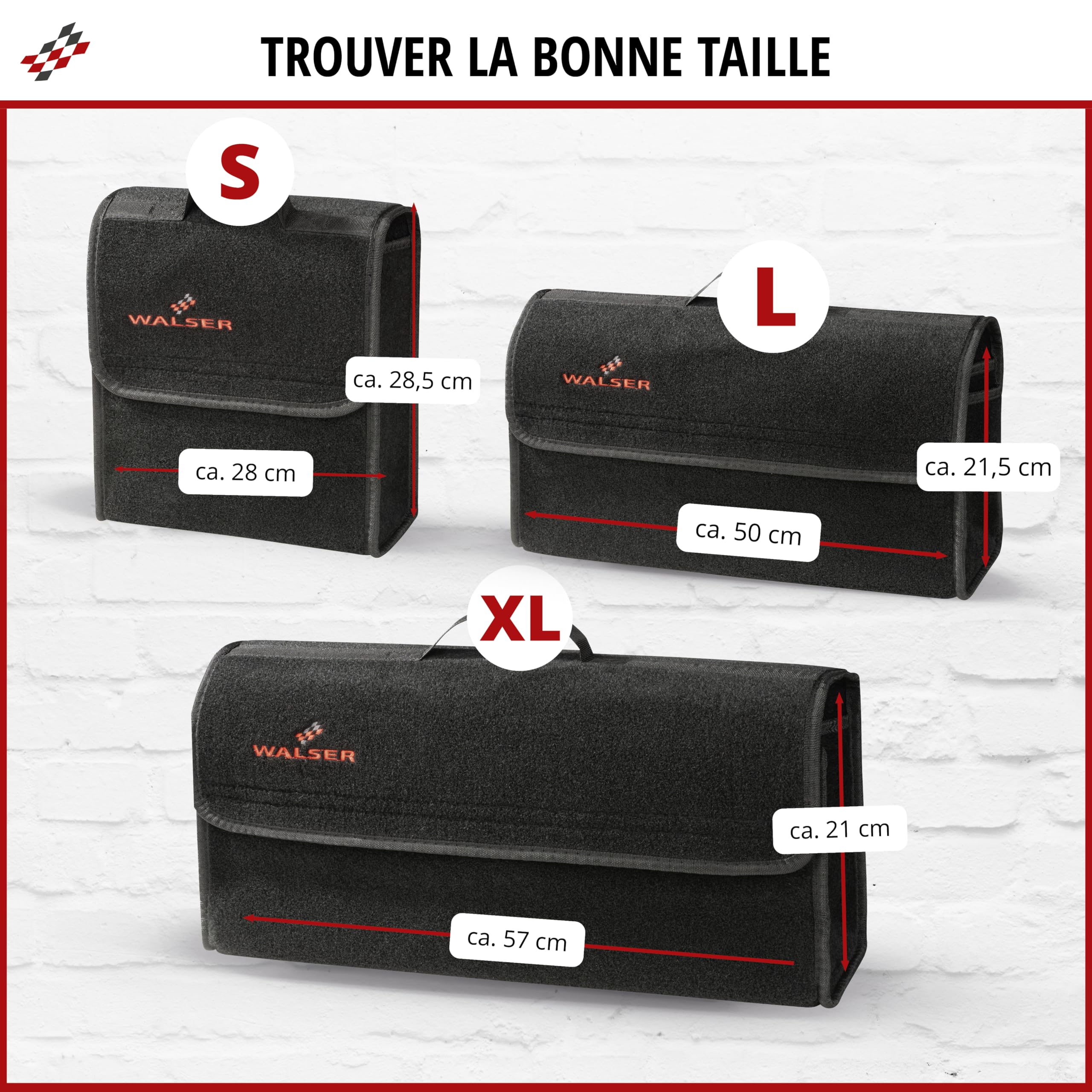 Walser Sac de coffre Toolbag taille L, organisateur de coffre en feutre aiguilleté, sac de voiture, pochette de rangement pour voiture OK noir