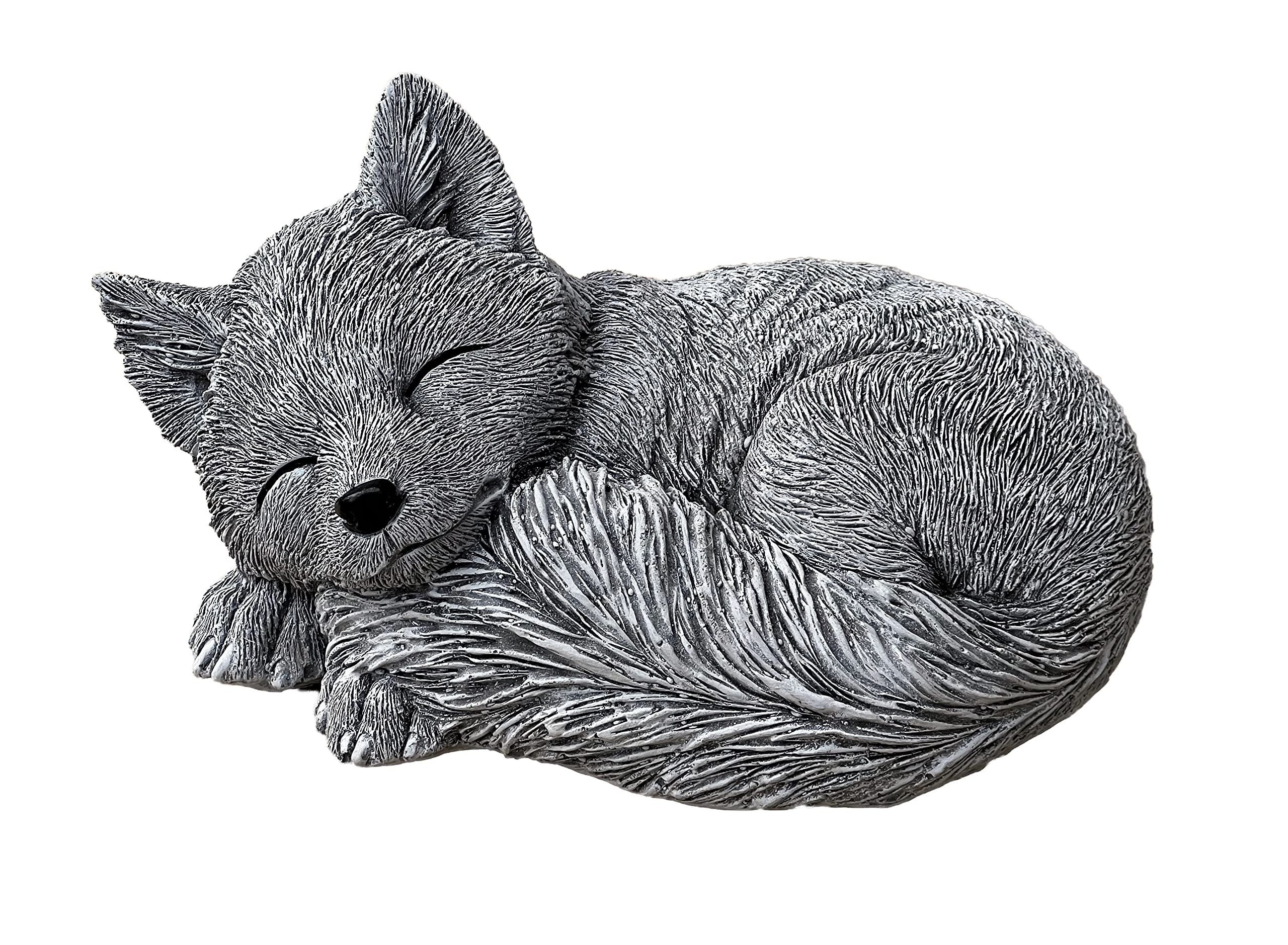 stoneandstyle Fox Puppy Reini Sleeping Frost-Proof Solid Cast Stone