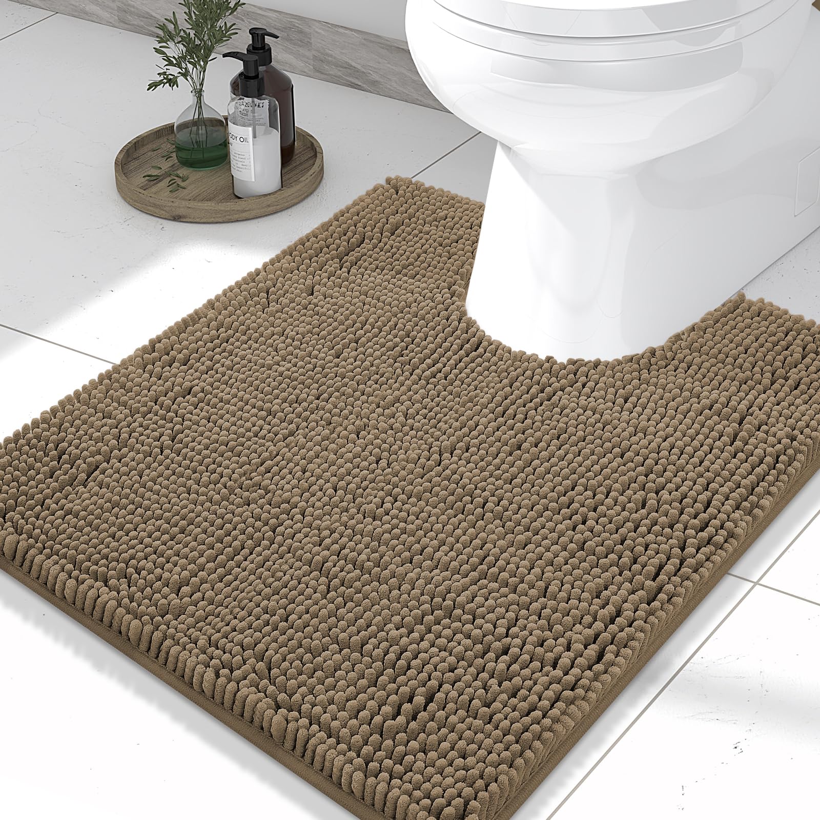 Smiry Toilet Rugs U-Shaped 24x20, Extra Soft Absorbent Contoured Bath Mat