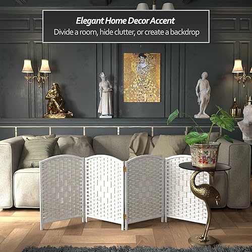 Miniatura 2 de Red Lantern Pantalla plegable de fibra de tejido de diamante corto de 2 pies - Blanco - 4 paneles