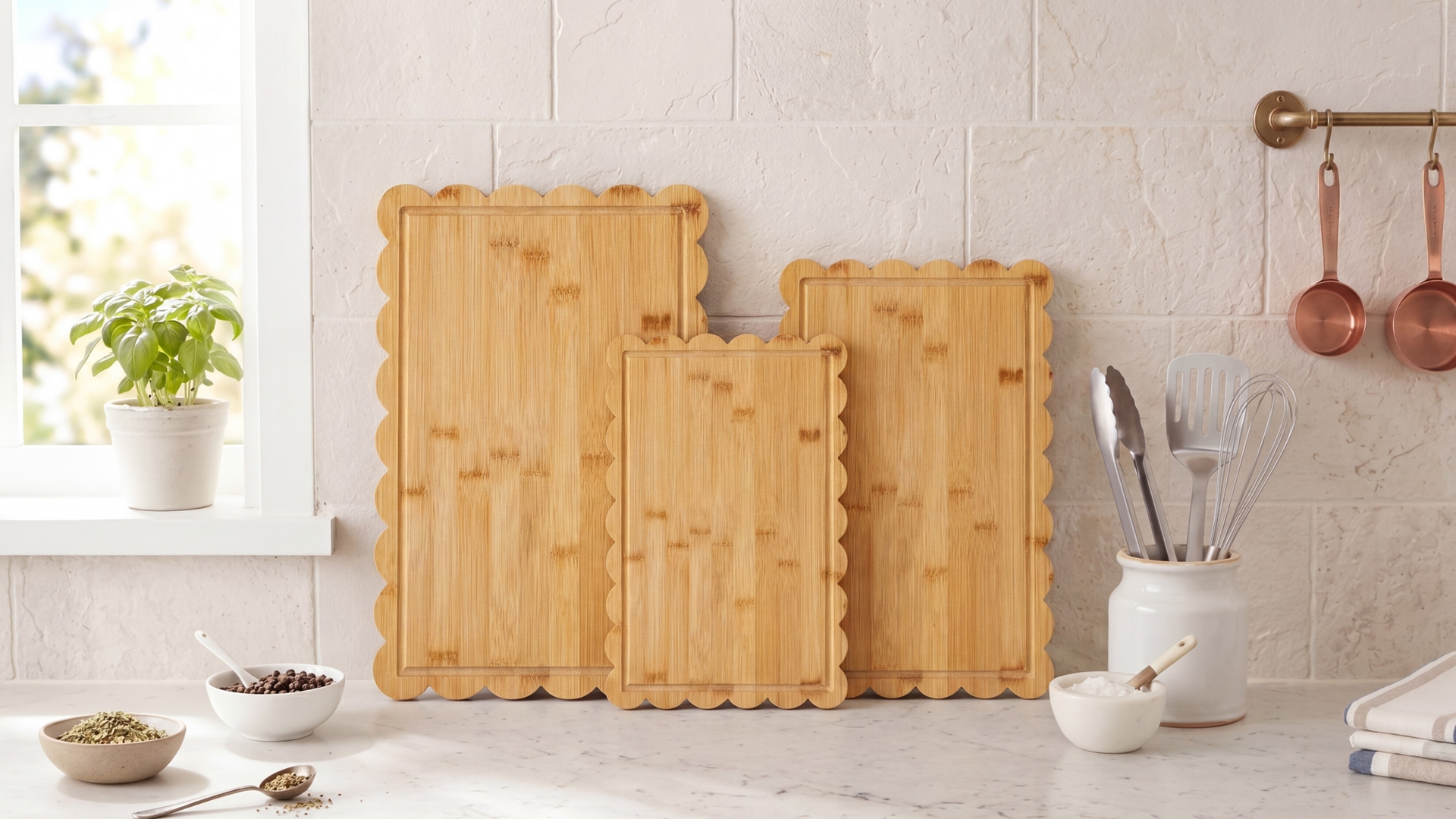 Set 3 tablas de cortar madera Acacia con ranura miniatura 7