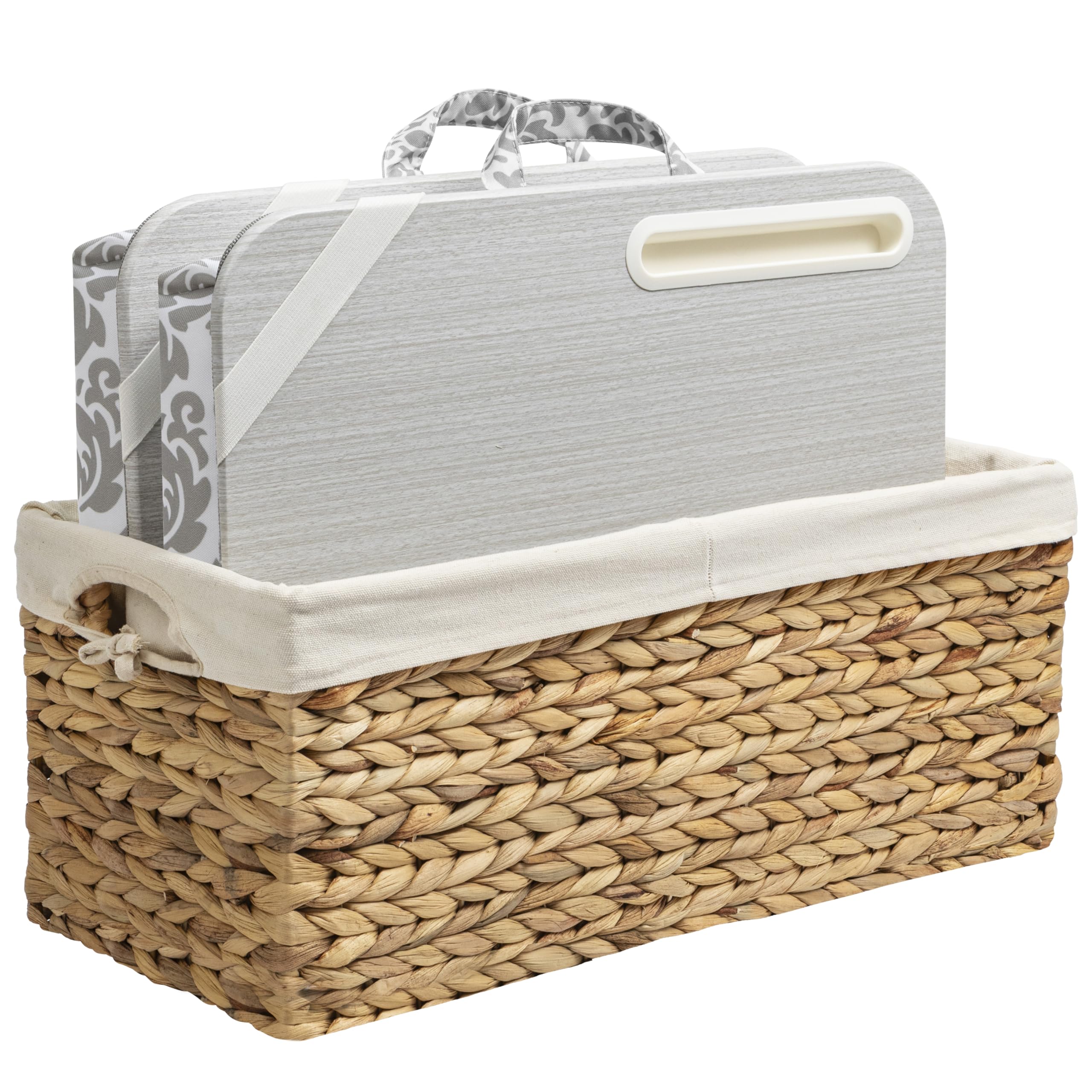 LAPGEAR Designer Lap Desk – Gray Damask, 2-Pack with Storage Basket