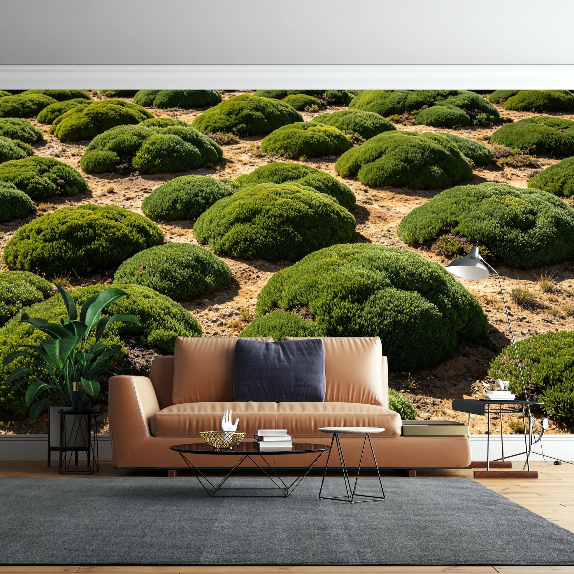 Murales Panoramici Autoadesivi 3D per Soggiorno, Arbusti Verdi di Cumulo per Murale Murale da Parete Adesivo e Impermeabile Rimovibile in Vinile per Pareti Arredamento Casa 343X256Cm (135X1