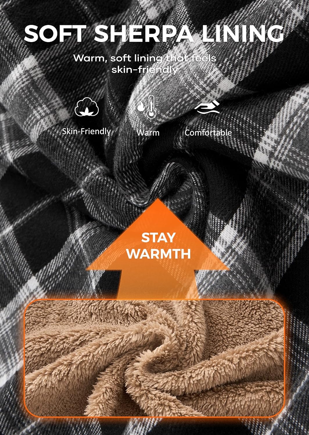 Herberton Men’s Plaid Flannel Jacket Warm Sherpa-Lined Button Down Corduroy Hoodie (S-XXL)