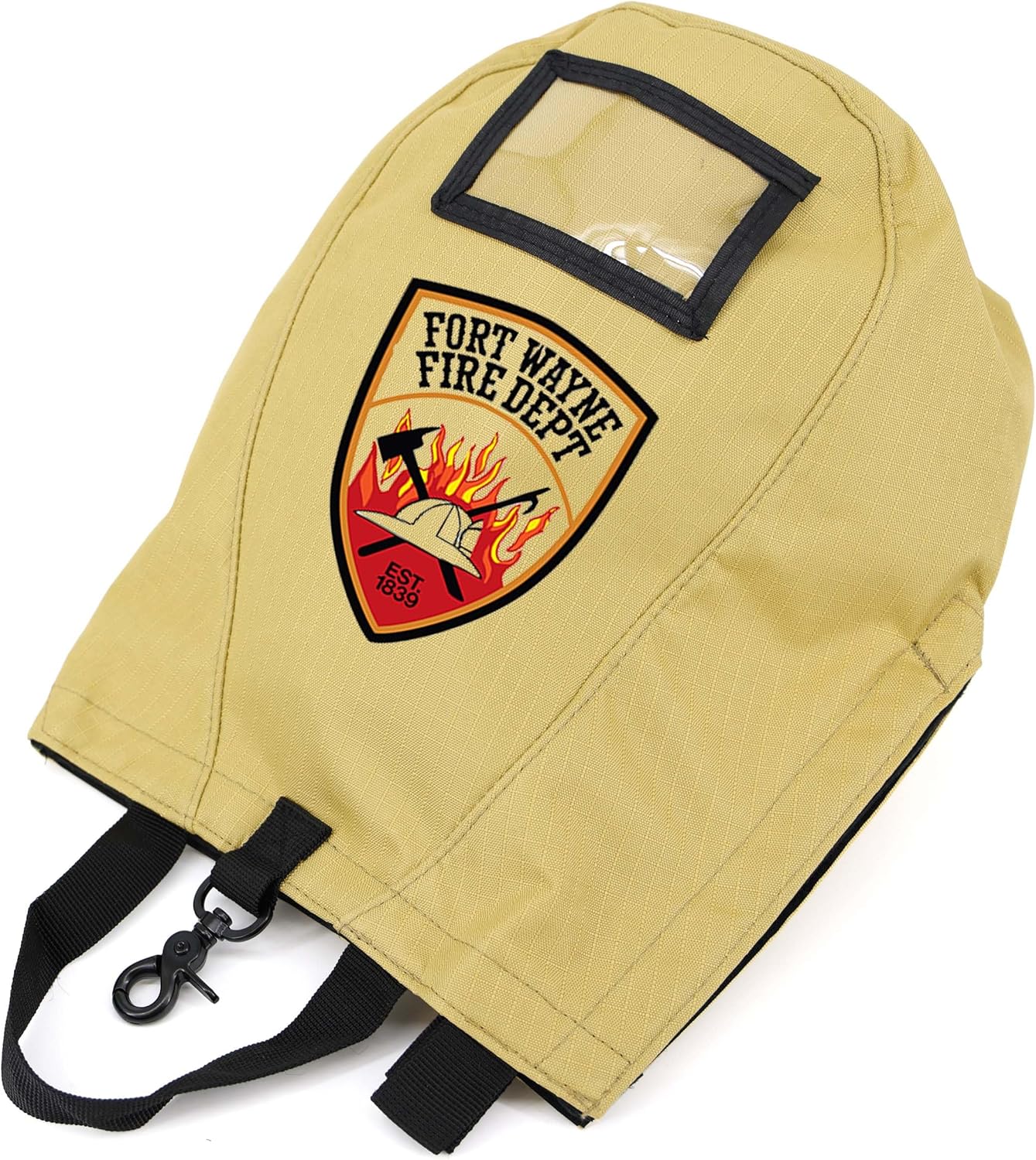Lightning X Customizable Firefighter SCBA Mask Bag, Fleece Lined w/Embroidered Name - Ripstop Turnout Tan