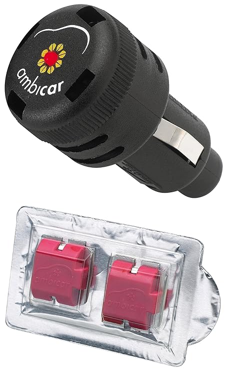 AMBICAR - Electric CAR AIR FRESHNER/Diffuser - RED Fruits(Sweet and Fruity) Fragrance