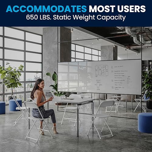 Vista 206 de Flash Furniture Hercules - Silla plegable comercial grande y alta, extraancha, capacidad de 650 libras de plástico duradero, color negro, paquete