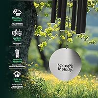Vista 5 de Nature's Melody Aureole Tunes Wind Chimes – Campanilla de viento para exteriores con 6 tubos afinados a escala pentatónica de Do, aluminio 100%