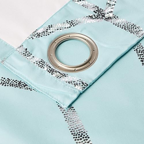 Miniatura 4 de Intelligent Design Cortina blackout Raina, estampado metálico, ojales y aislamiento térmico Cortina para dormitorio, sala de estar y dormitorio que