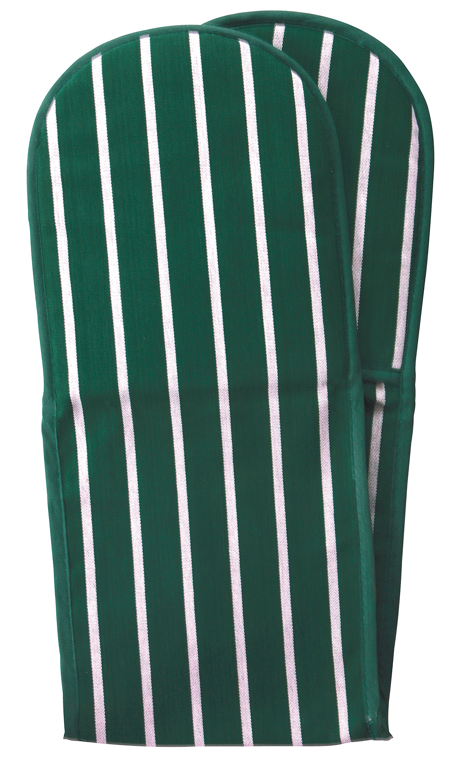 Rushbrookes Classic Butchers Stripe Double Oven Glove in Racing Green