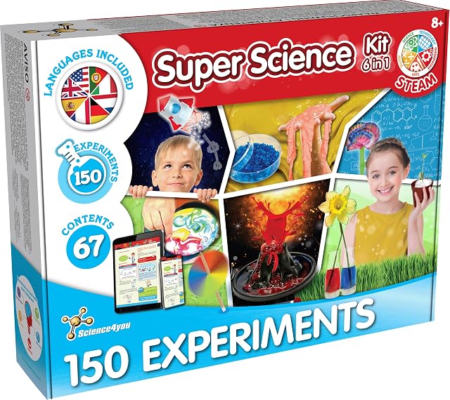 Science4you Super Kit Cientifico para Niños +8 Años - 150 Experimentos, Volcanes para Niños, Laboratorio de Quimica, Juegos y Juguetes Científicos y Regalos para Niñas 7 8 9 10+ Años