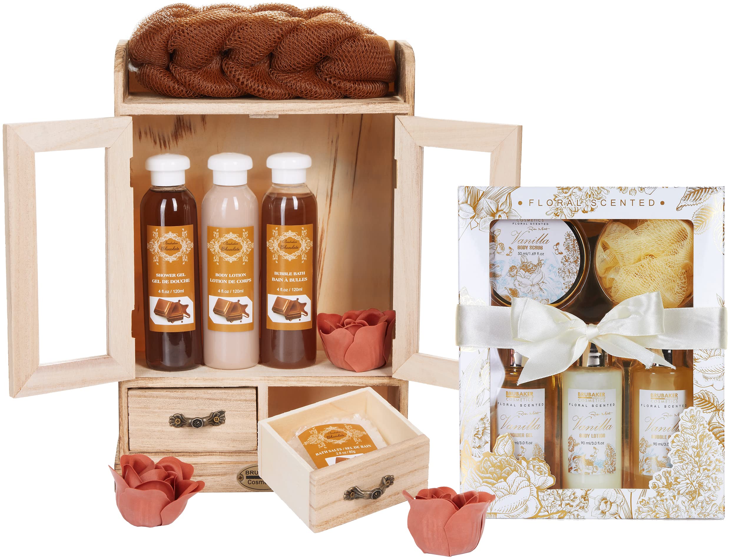 BRUBAKER Cosmetics Set de Cuidado 2 en 1 - Grande 15 piezas Kit de Bienestar - Set de Ducha y Baño para Mujer - Regalo de Belleza con Gabinete de Madera Deco - Vainilla Rosa Menta — view 17