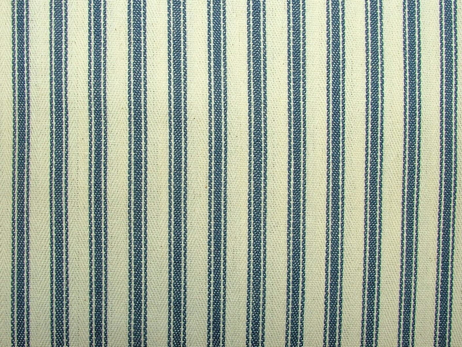 Pandoras Upholstery Prestigious Blue and Cream 100% Cotton Woven Ticking Canvas Curtain Upholstery Premium Designer Fabric - Sold by The Metre