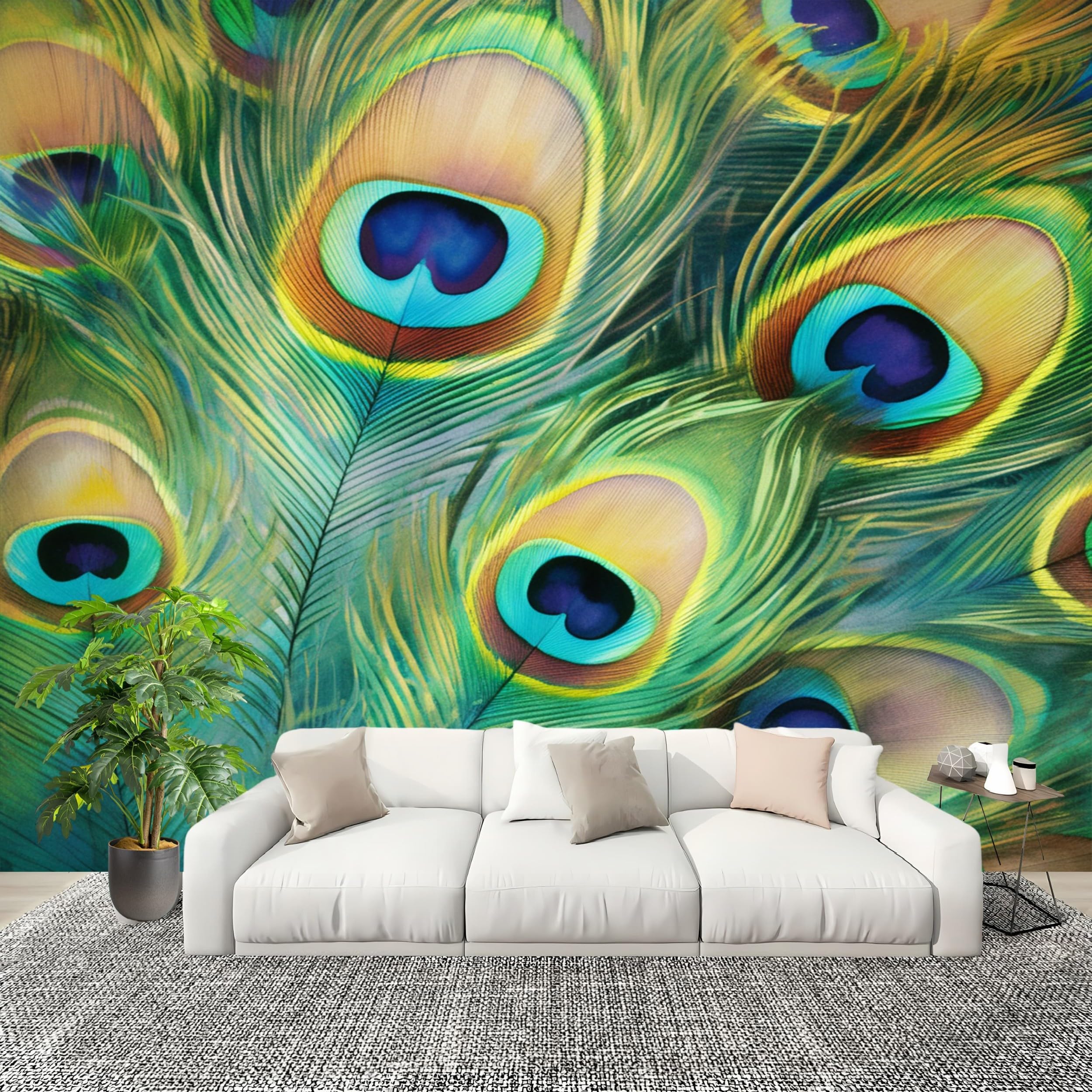 Paw Pióro Paw Malowidła Ścienne Tło Ścienne Nowoczesna Sypialnia Tapeta Panoramiczna 3D Sofa Telewizja Zielona Fototapeta Plakat Dekoracja Salon Tanie 300 x 210 cm