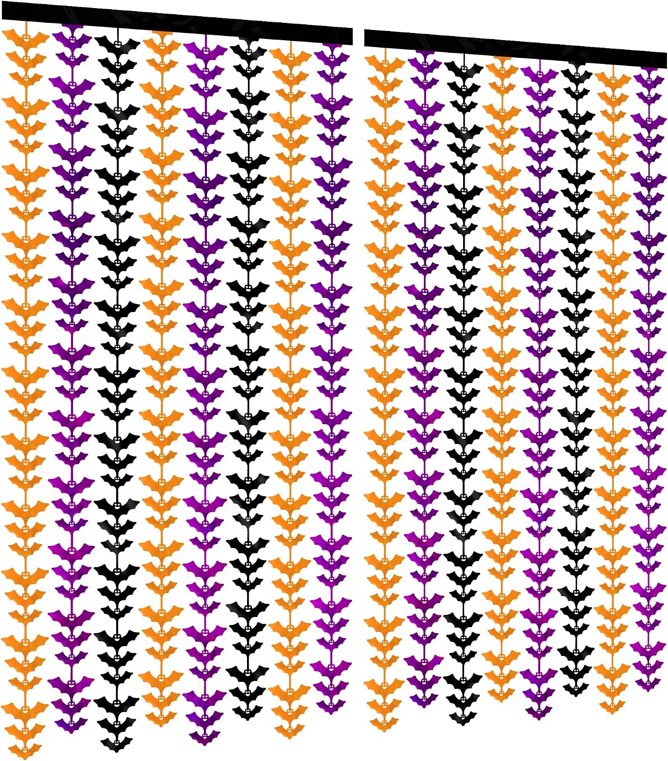 2 Pack 3.3x6.6ft Bat Wing Foil Fringe Curtains - Gleaming Tinsel Backdrop for Halloween Decorations,Night Festival Party, Costume Ball, Spooky Celebrations, Creepy Events Aglow Under the Moonlight