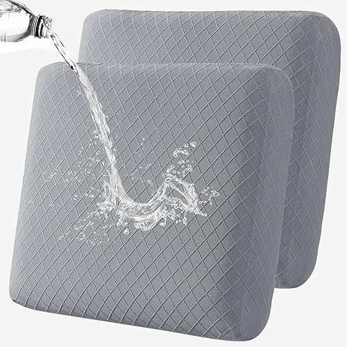Fuloon Fundas de cojín impermeables de asiento, 2 unidades, fundas de cojín elásticas para sofá, fundas de sofá de color sólido lavable, protector