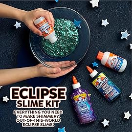 Elmers Eclipse Slime Kit, Slime Supplies Includes Cosmic Glue, Purple Glitter Glue, Original and Crunchy Slime Activators, 4 Count