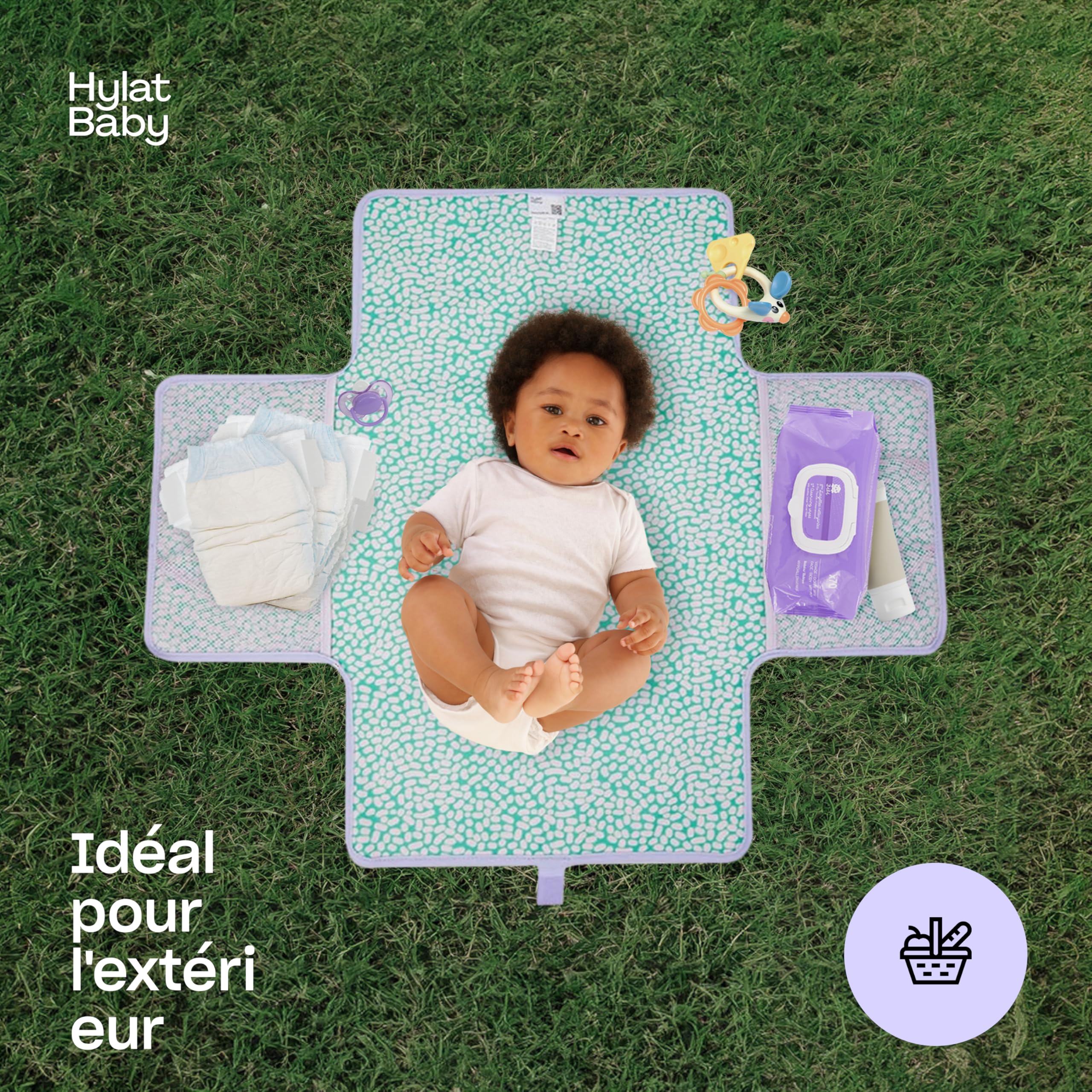 Matelas à Langer Bébé Hylat Baby - Léger et Compact, Imperméable en PEVA - Réducteur Toilette Enfant - Sac à Langer avec Fermetures Velcro Sécurisées et Poignées de Transport Pratiques