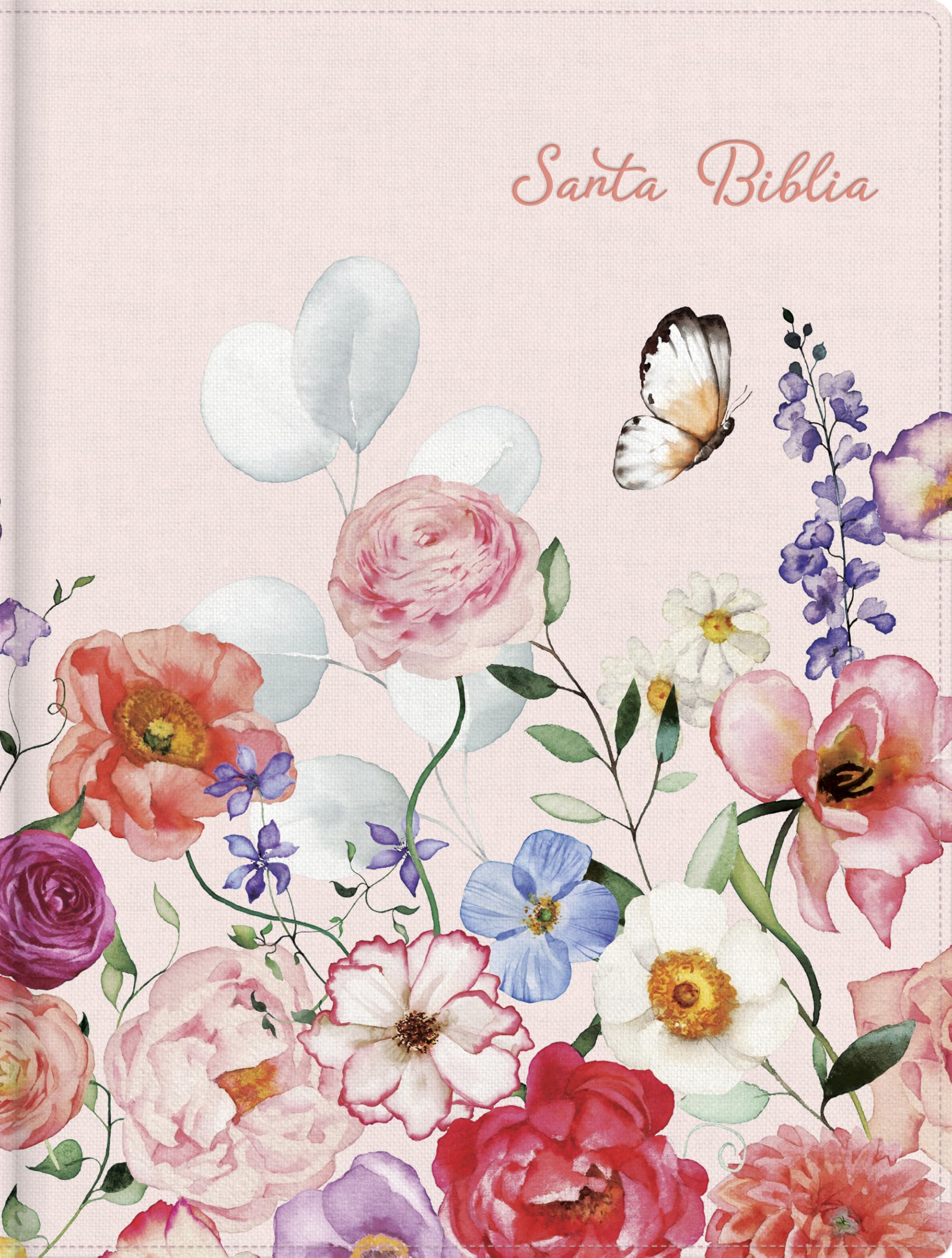 RVR 1960 Biblia de apuntes, rosa pétalos, símil piel