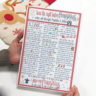 Twas The Night Before Christmas Personalised Story | Personalised Printed Metal Night Before Christmas Storybook with Festive Icons