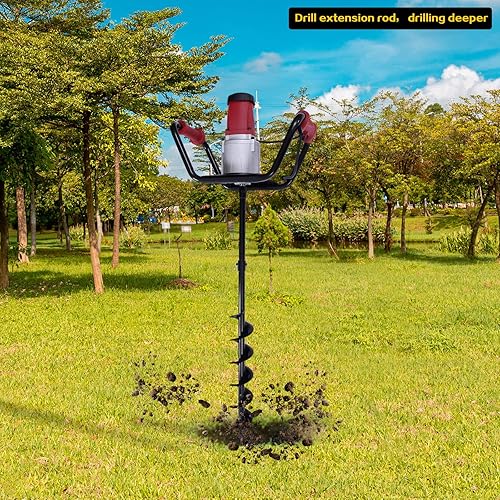 Miniatura 4 de Excavadora eléctrica de agujeros de poste de 1500 W, poste de planta eléctrica de 1.6 HP, taladro de excavación con broca de 4 pulgadas, excavadora