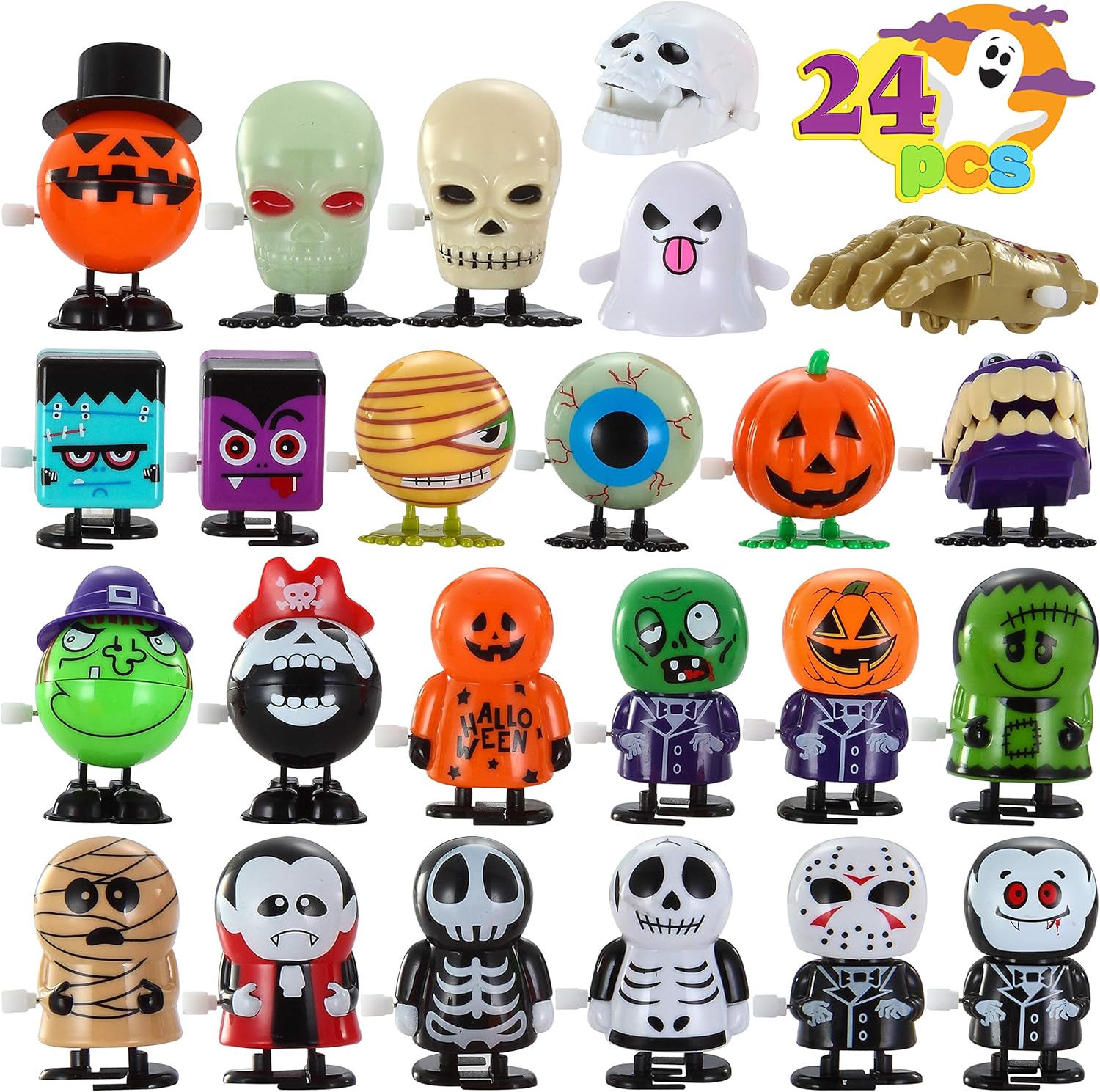 JOYIN 24 Pack Halloween Wind Up Toy Assortments for Halloween Party