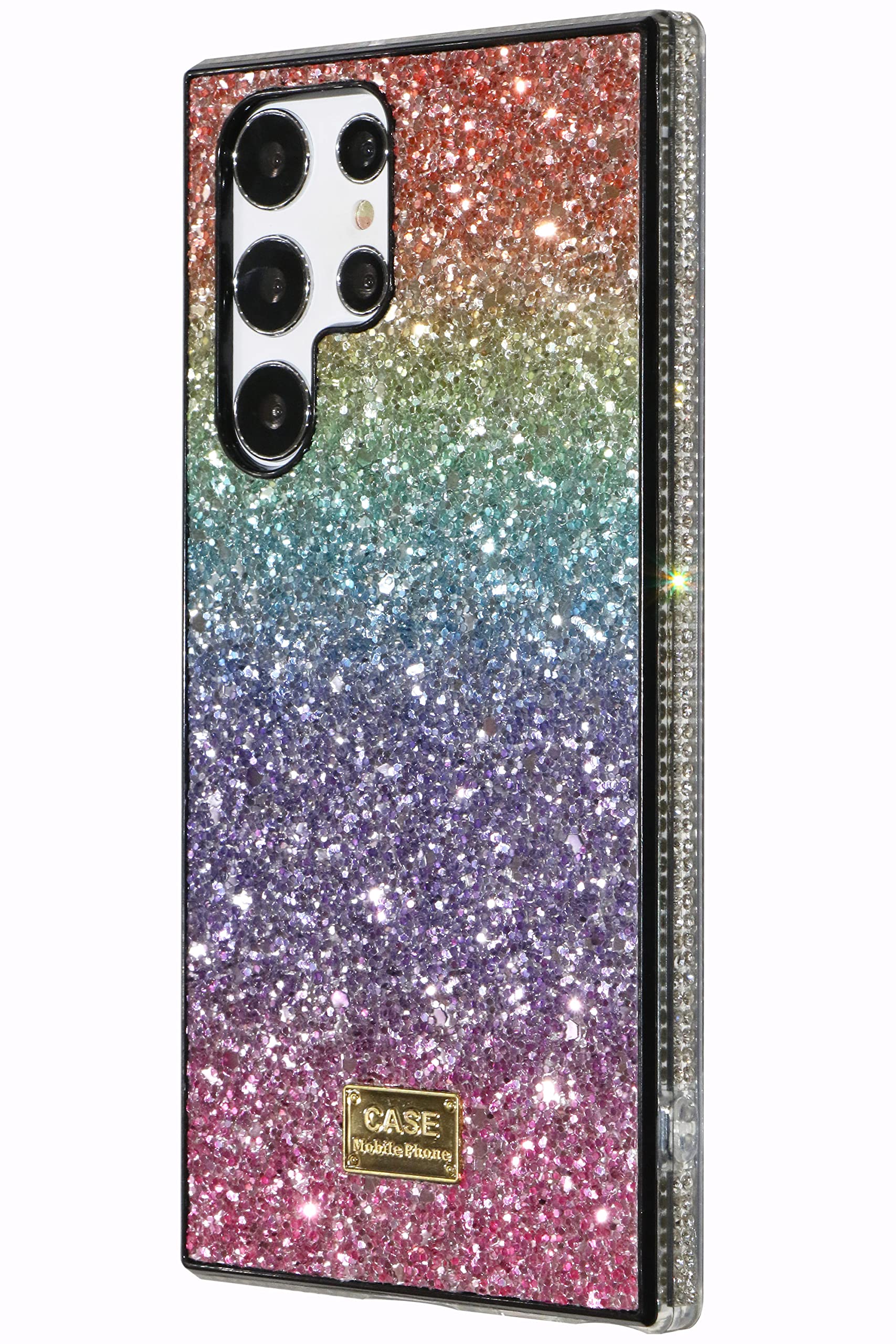 Ivachell Compatible with Samsung Galaxy S22 Ultra 5G case Glitter Sparkly Bling Luxury Rhinestone Gradient Rainbow for Girls Girly Women Phone Cover 6.8 inch