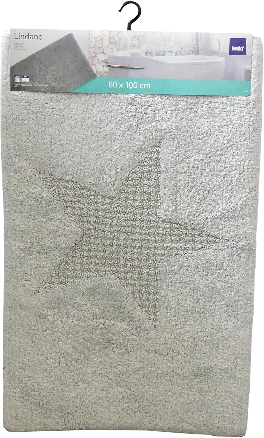 Kecku Bath Mat Lindano, 100% Cotton, Gletschergrau, 100 x 60 x 1 cm