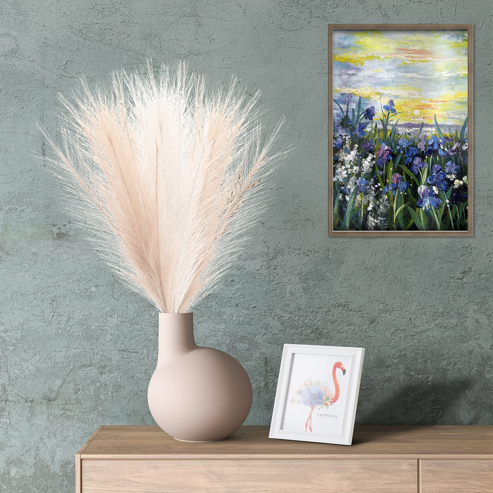 QeeFop 6 Stck 43cm Pampasgras Deko, Knstlich Pampasgras, Pampasgras  Flauschige Wedel, Artificial Getrocknet Trockenblumen Vasen Deko fr  Hochzeit Wohnzimmer, Boho Decor (Beige & Taupe) : Amazon.de: Kche,  Haushalt & Wohnen