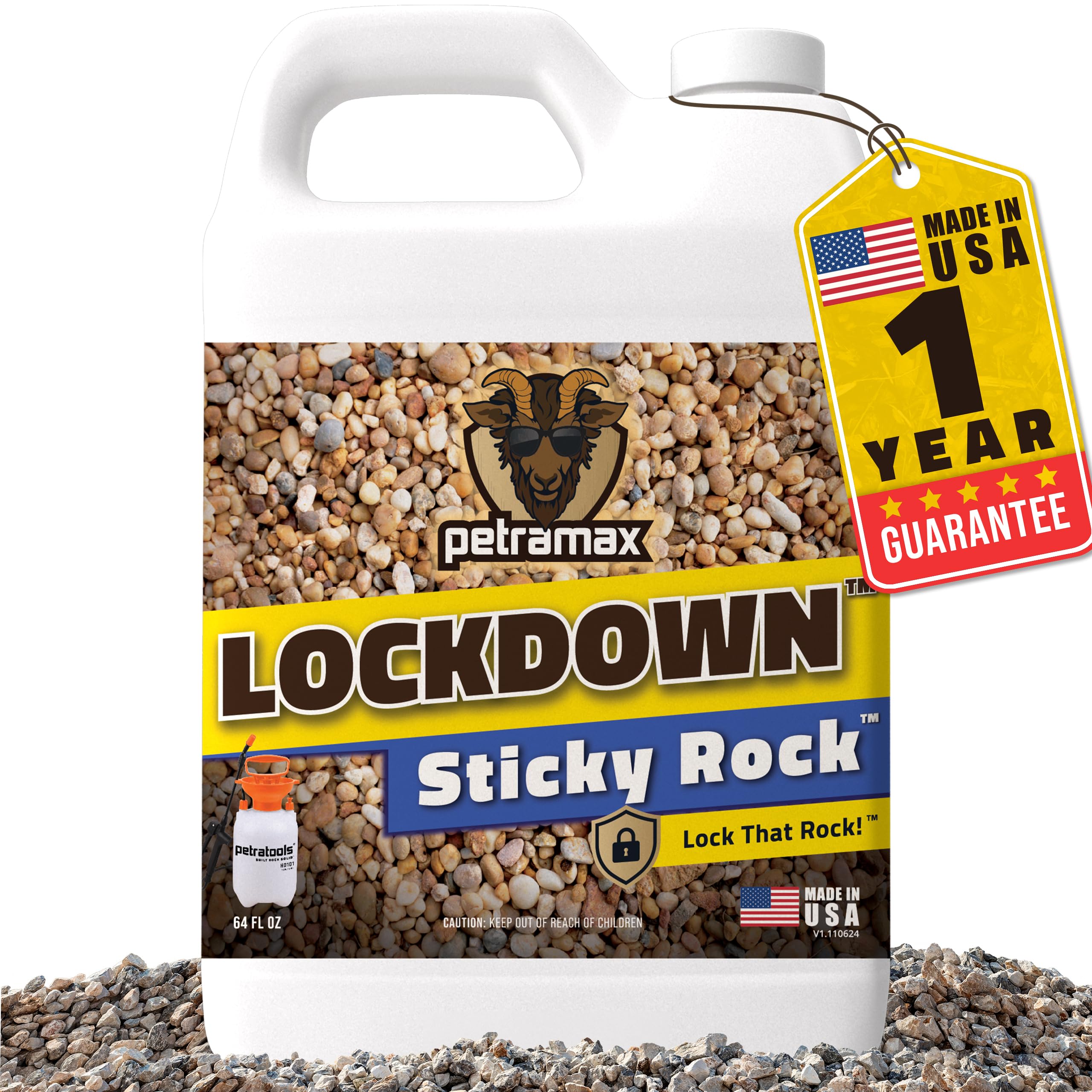 Lockscape Sticky Rock Glue for Landscaping (64 Ounce) - Super Adhesive, Non-Toxic, Easy to Apply Clear Gravel Glue for Landscaping - Decomposed Granite Stabilizer with Extensive Coverage