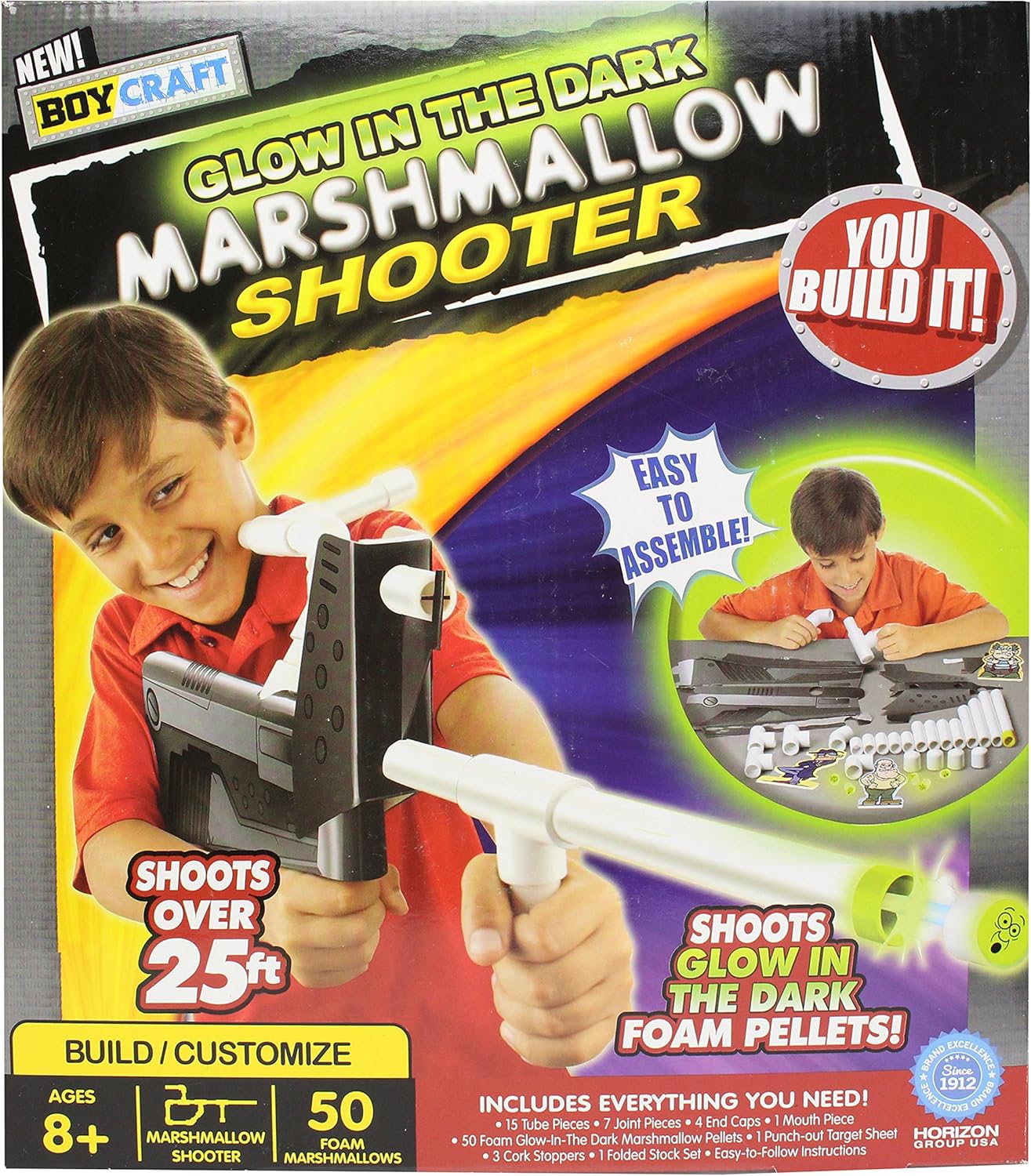 Boy Craft Glow in The Dark Marshmallow Shooter Kit, Blasters & Foam