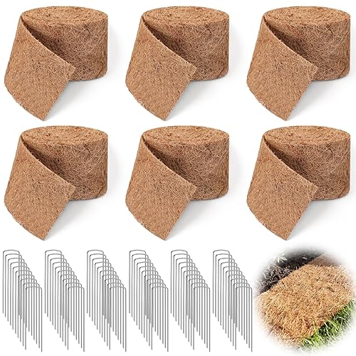 Tinideya 6 Pcs Natural Mulch Roll for Landscaping 118'' x