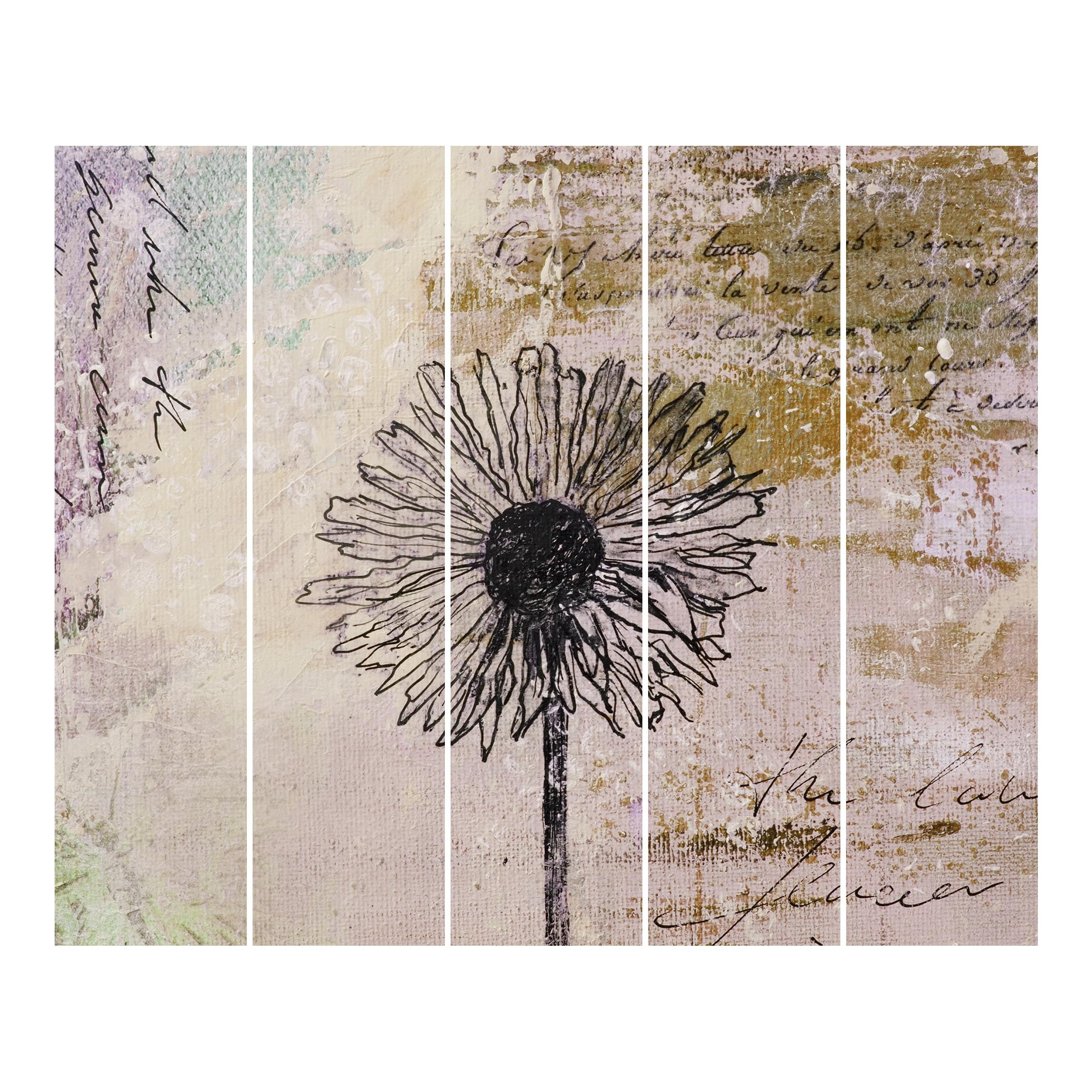 Schiebegardine halbtransparent 60er Paneel Klett Muster Textil lichtdurchlässig - Pusteblume Abstrakt Flächenvorhang Wohnzimmer Schlafzimmer 1619 (300x250 cm - 5er Set)