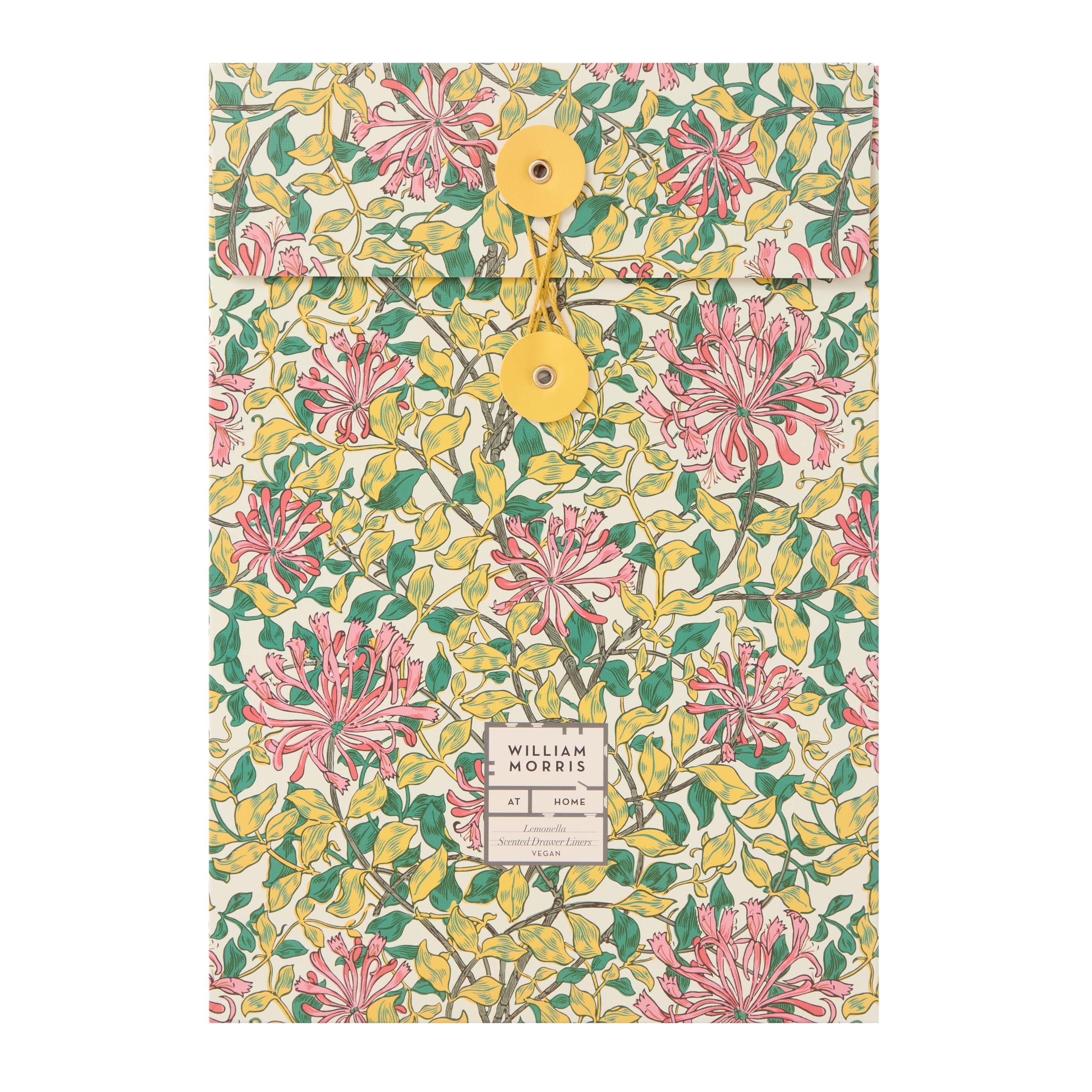 William Morris At Home Scented Drawer Liners 5 Sheets, Decorate and Scent Drawers, Wardrobes and Cupboards, Housewarming Gift, Lemonella Laced with Citronella, Cruelty and Vegan Friendly