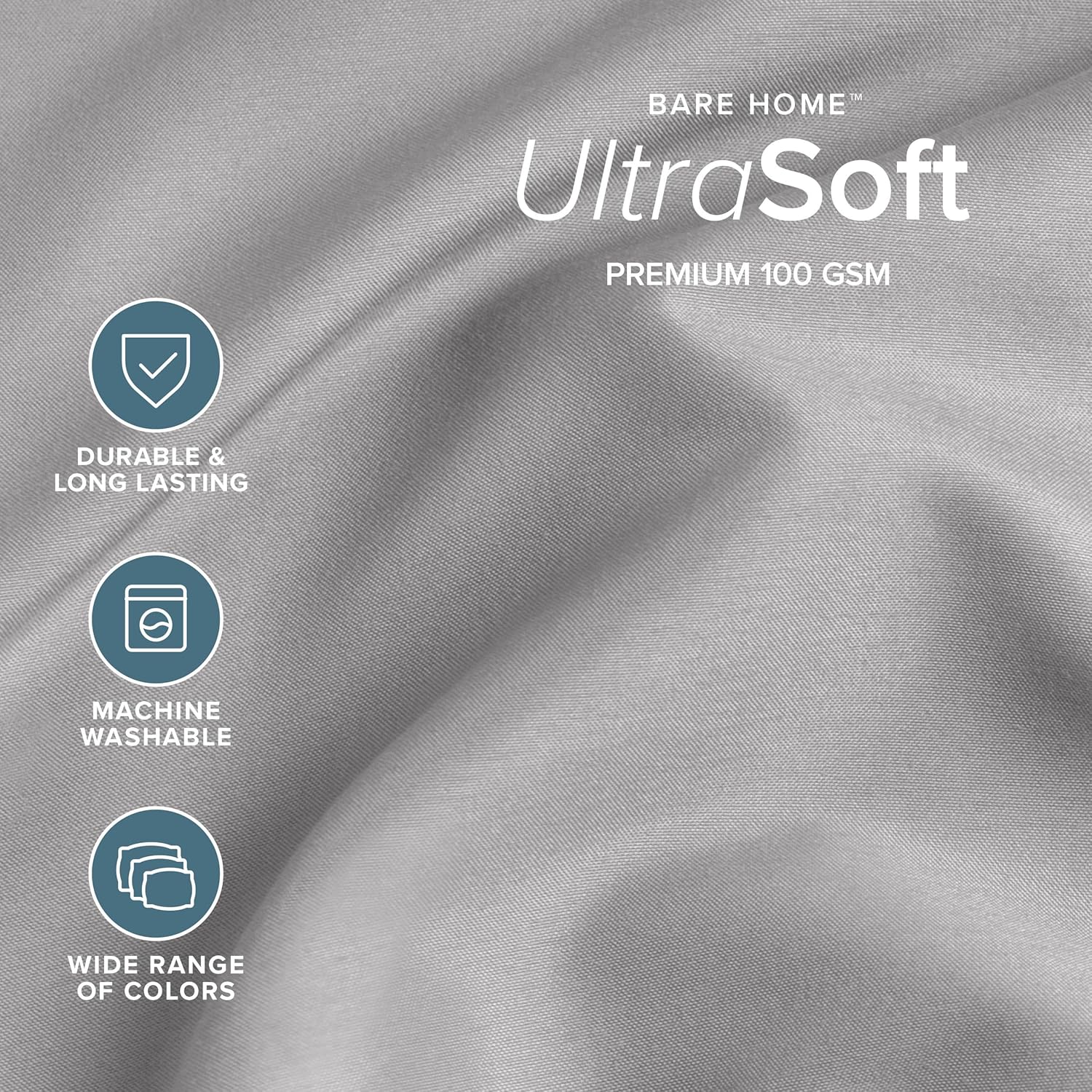 Bare Home Split Head Flex King Sheet Set - 1800 Ultra-Soft Microfiber Bed Sheets - Double Brushed - Deep Pockets - Easy Fit - 4 Piece Set - Bedding Sheets & Pillowcases (Light Grey)