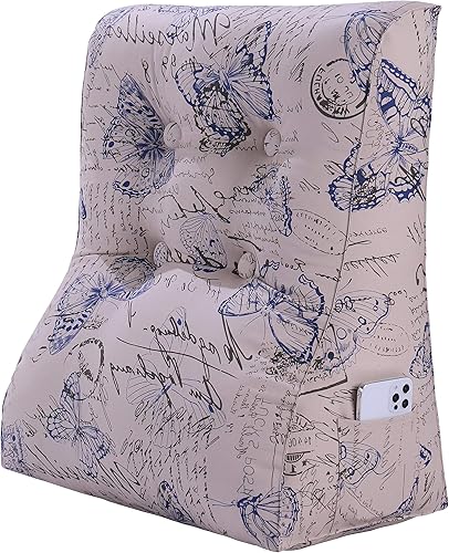 Miniatura 7 de YXCSELL Almohada de cuña para respaldo, almohada de respaldo impreso, almohada de lectura para dormir para sentarse en la cama, soporte de espalda,