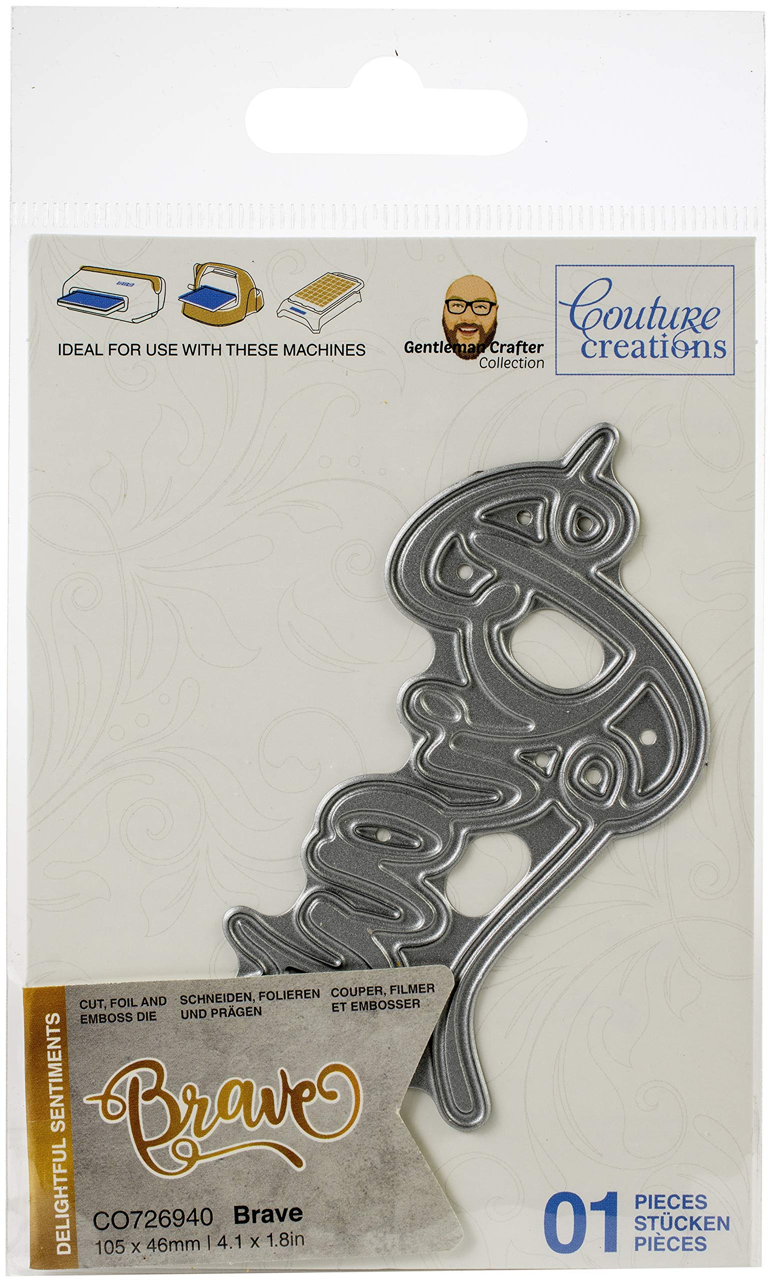 Couture Creations Cut FOIL Emboss Dies, Brave 4.1"X1.8", One Size
