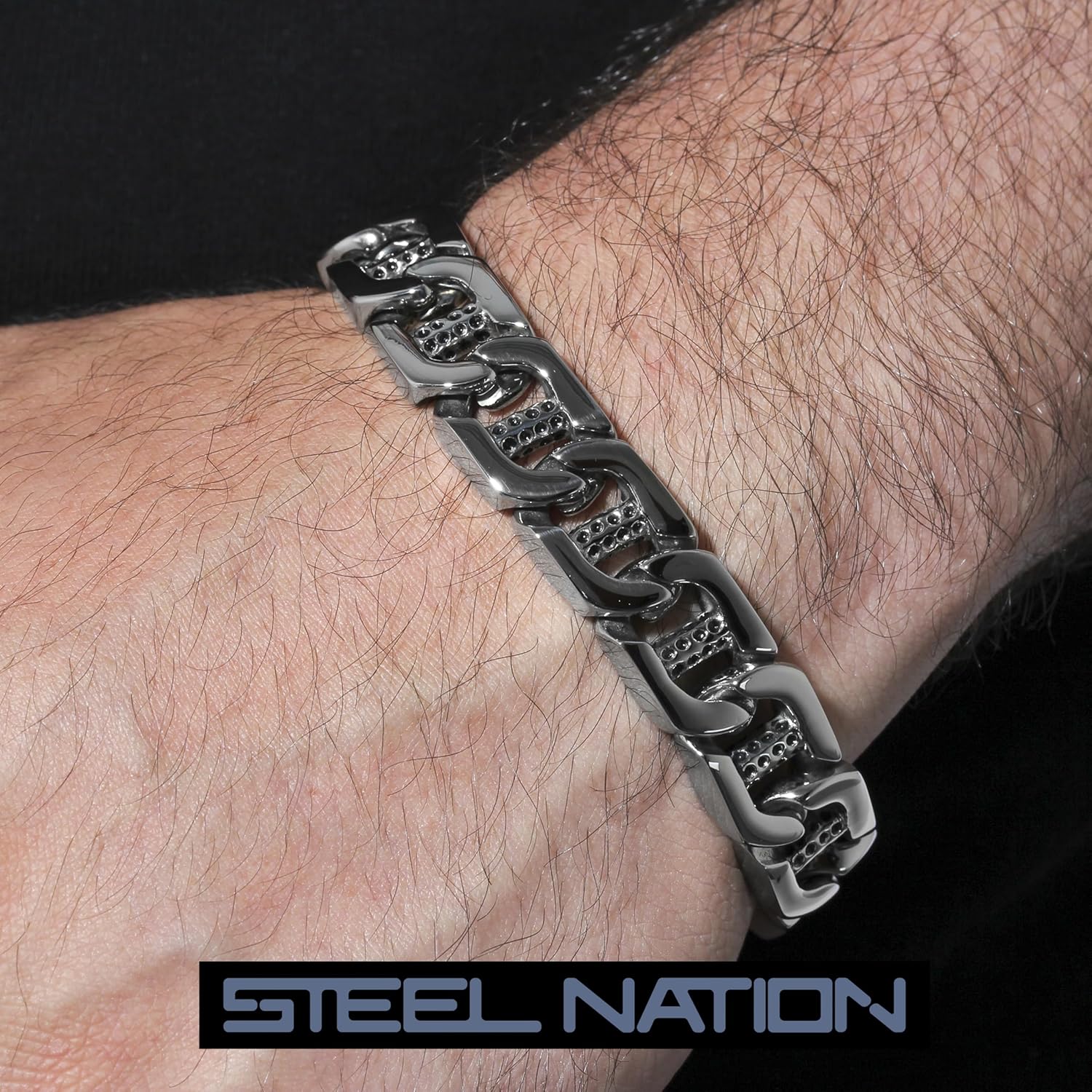Men’s Stainless Steel High Polish Rugged Cuban Bracelet - Durable Elegance, 8.5" - Image 2