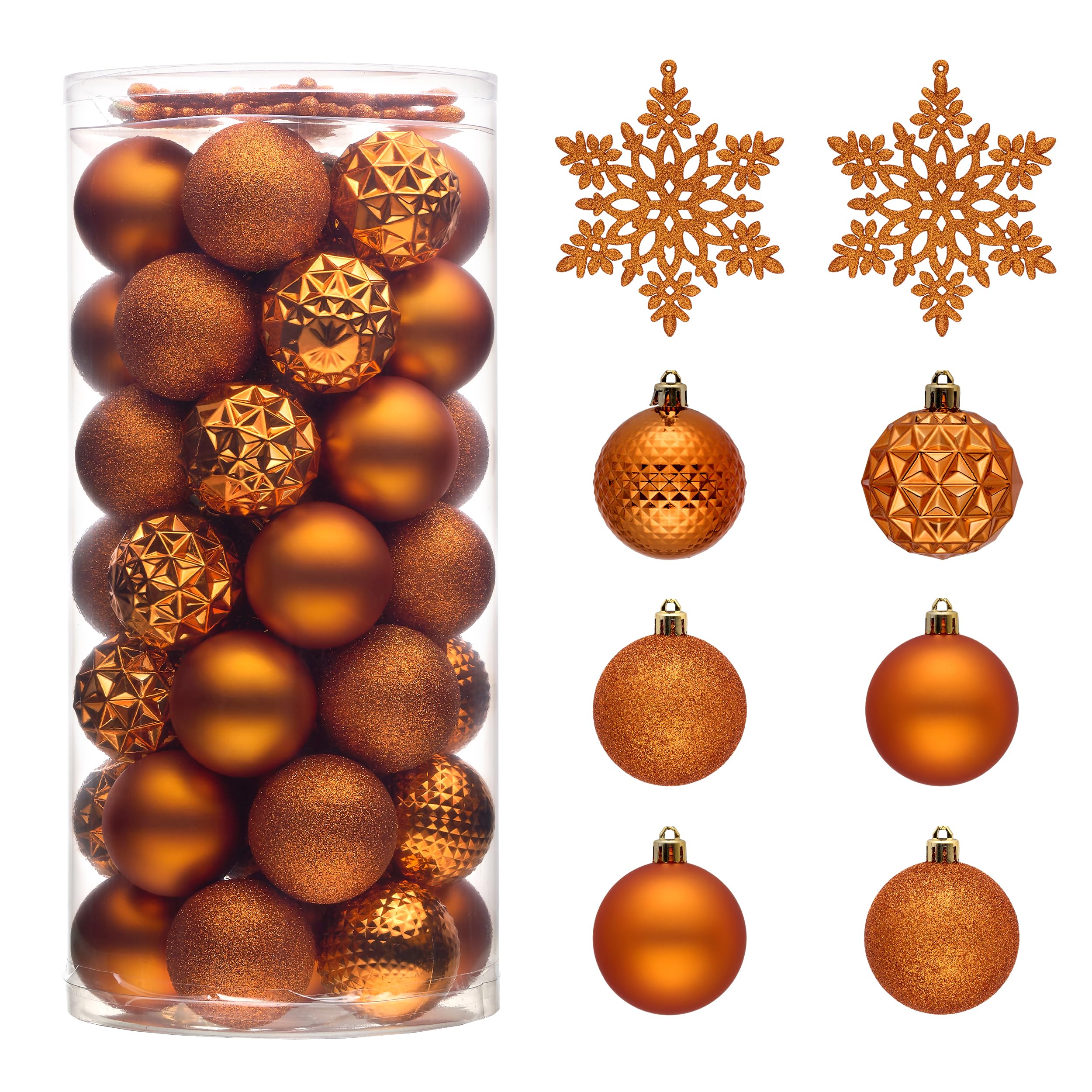 Boules de Noël orange 5cm incassables pour sapin festif