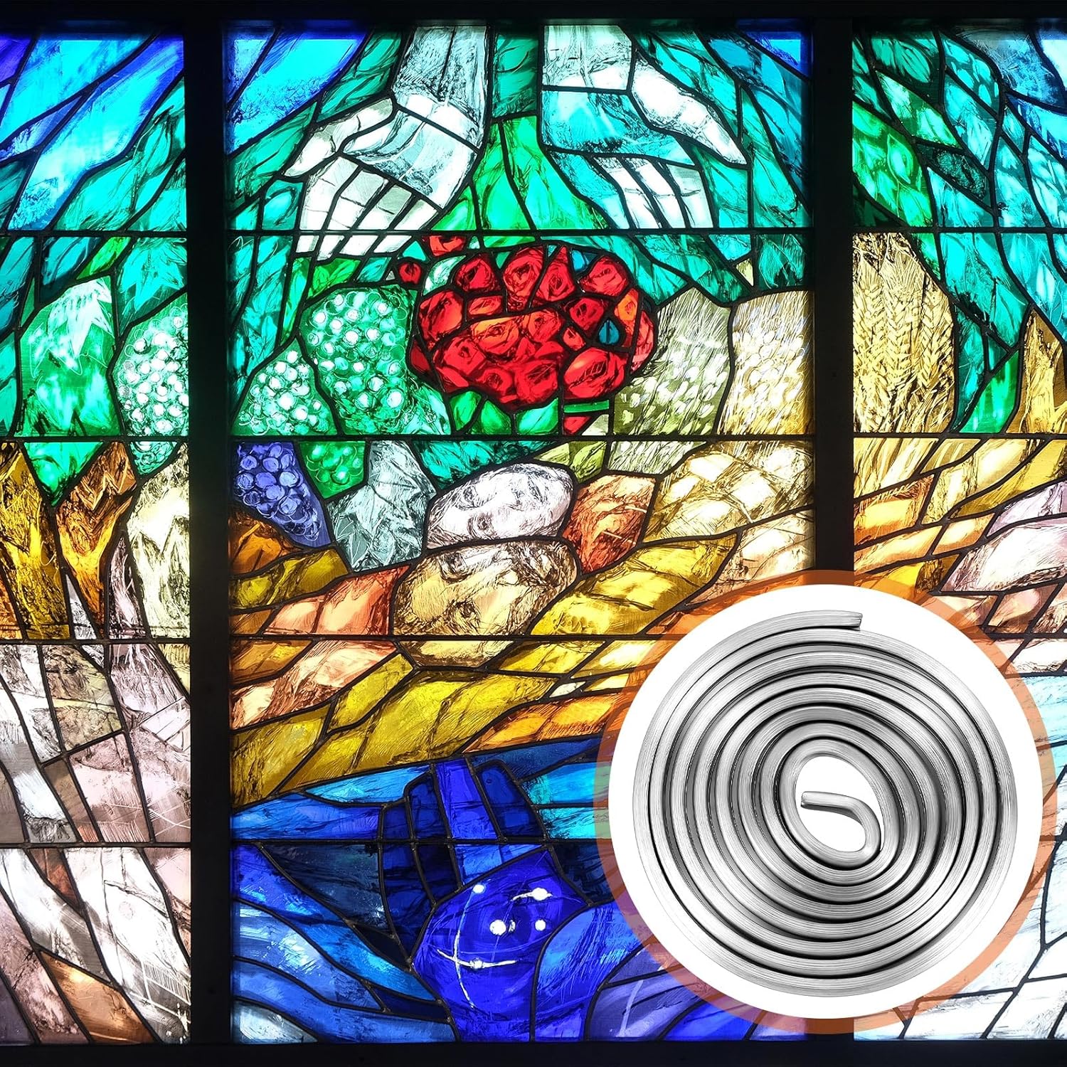 Tandefio 24 Ft 4 Rolls 3/16'' Round Lead U Came, U Channel Lead U Hobby Came Stretcher, Stained Glass Projects Adds Strength & Structure Supply Rolled & Bagged
