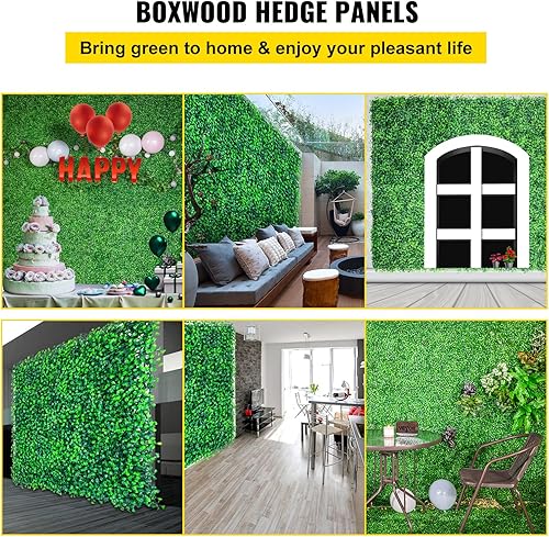 Miniatura 2 de VEVOR Paneles artificiales de boj, 12 paneles de pared de seto de boj de 20 x 20 pulgadas, telón de fondo de césped artificial de polietileno de 1.6
