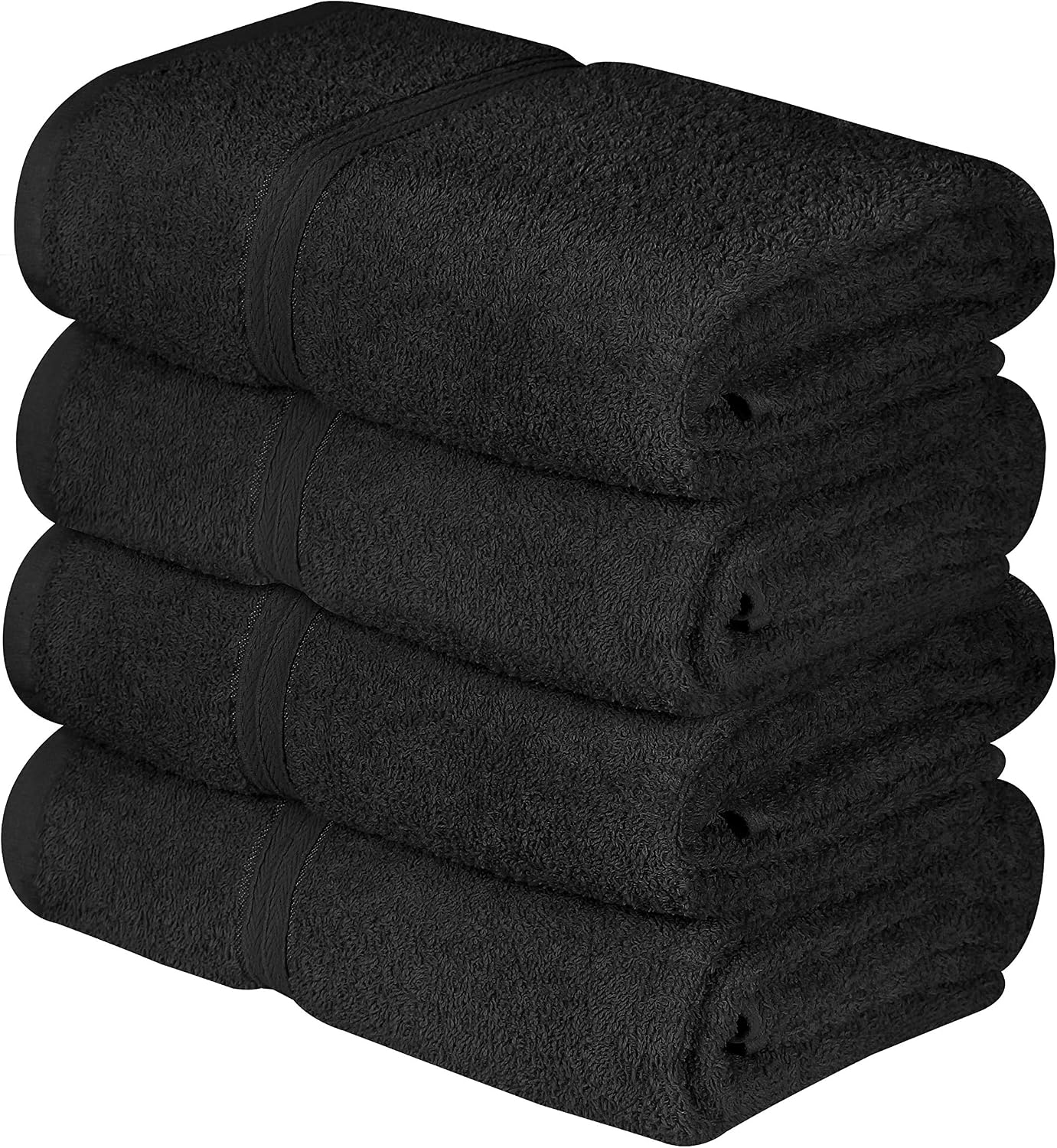 Beauty Threadz - Luxury Hotel & Spa Quality Pack of 4 Bath Towel Set 100% Ring Spun Premium Cotton 27x54 inch Highly Absorbent, Ultra Soft & Fade Resistant 400 GSM Cotton Bath Towels (Black)