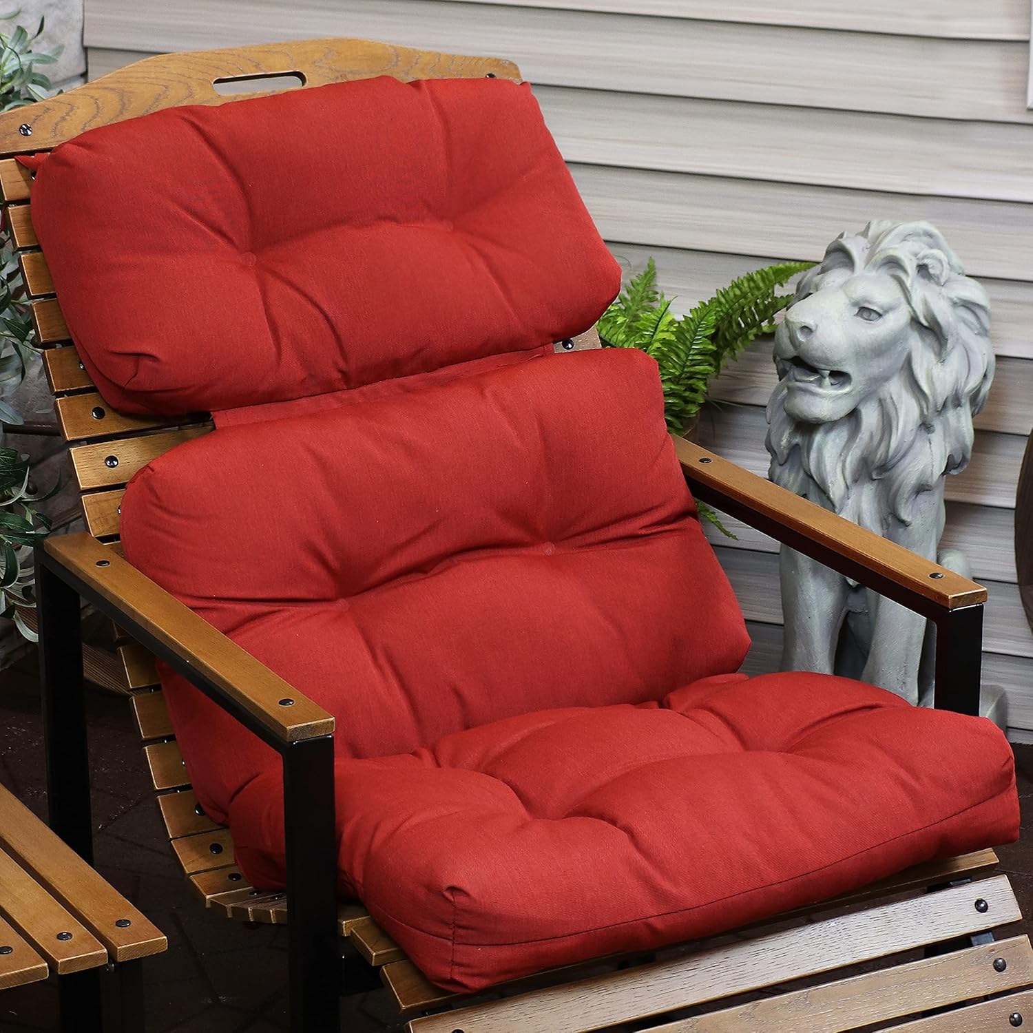 Sunnydaze Tufted High Back Chair Cushion - 23 Inches Wide x 47 Inches Long - 300 D Olefin Fabric with Polyester Fill - Red