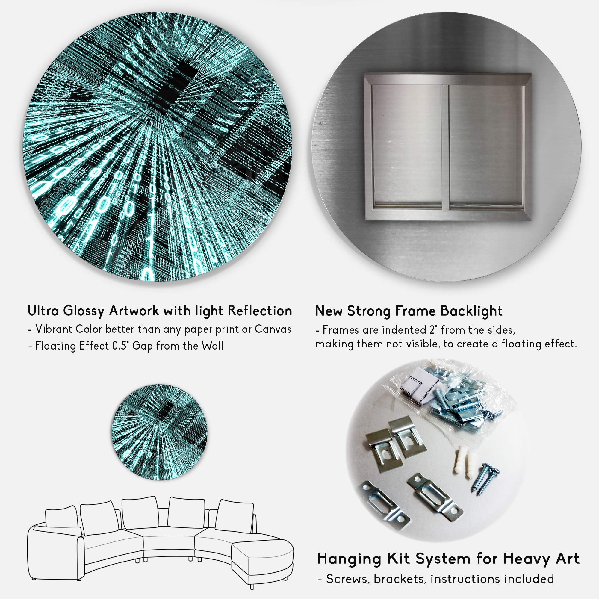 ❤︎M❤︎ Designart MT6849-C11 Binary Code - Contemporary Art Large Disc