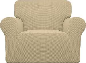 15 Best Ready-Made Slipcovers as Alternatives to Reupholstering Your Furniture 9 Easy-Going Stretch Chair Slipcover with Arm, Washable, Beige